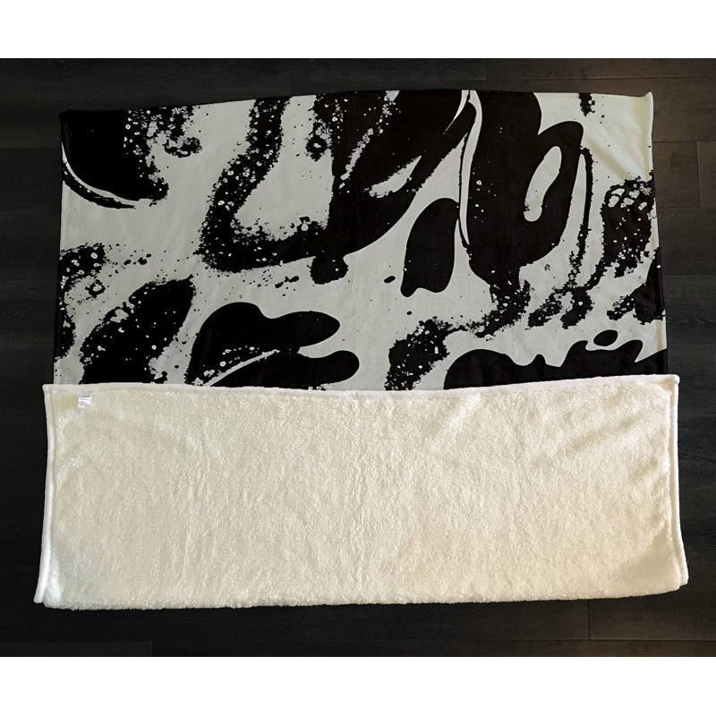Throw Blanket, 68" W x 80" L, Abstract, Gray/Black
