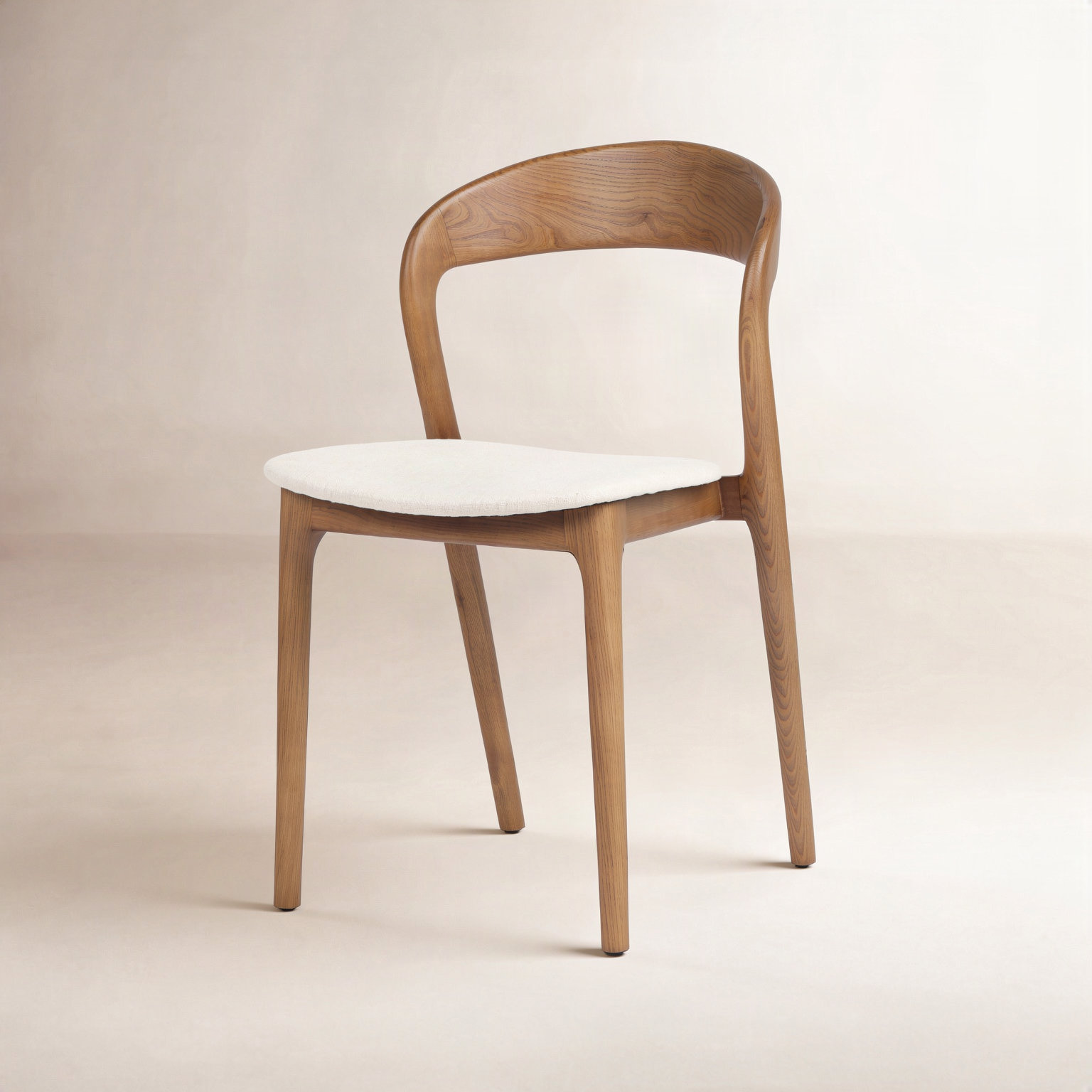 Kayla Genuine Leather Dining Chair, Alcala Cream Polyester Blend /Brown