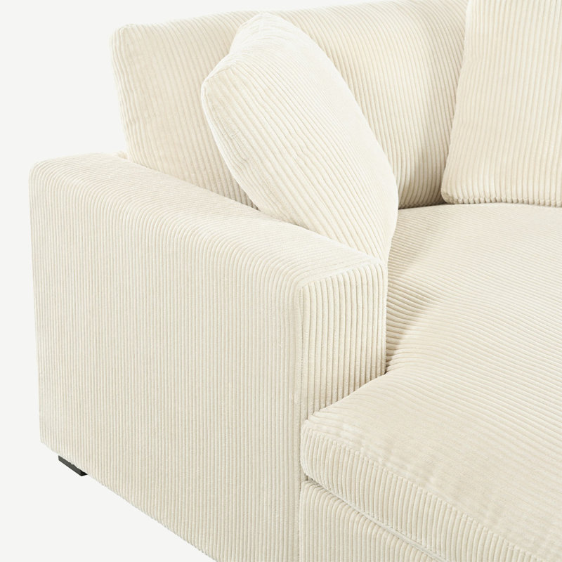 Méridienne surdimensionnée 70,9 po, Velours côtelé beige