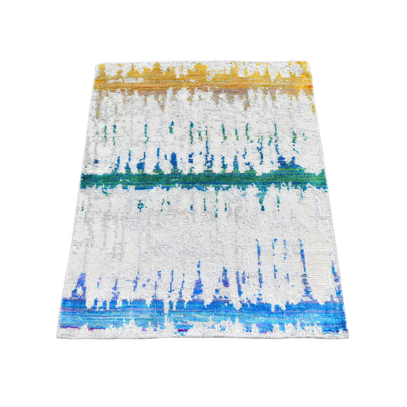 Tapis unique gris clair noué à la main nouvel âge 2 pi x 3 pi Feaman