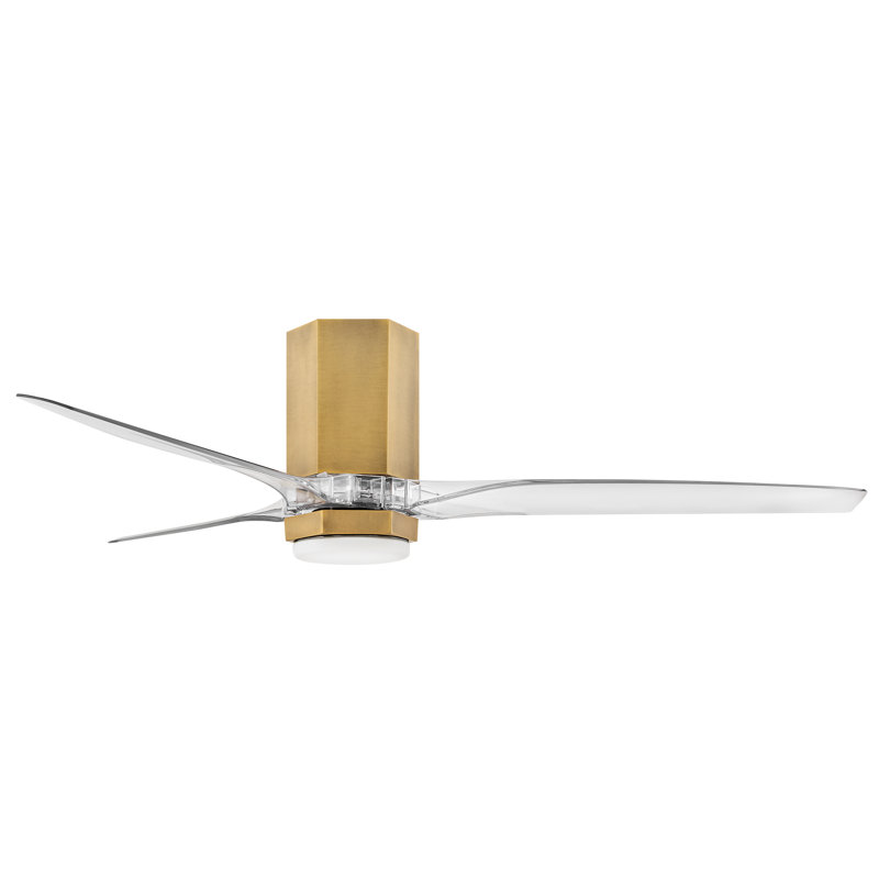 Brocken Ceiling Fan with LED Lights, Heritage Brass/Clear Acrylic, 52"