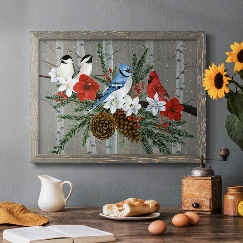 Birch Birds Collection, peinture sur toile encadrée, Gris, H 28 po x l 42 po x P 1,5 po