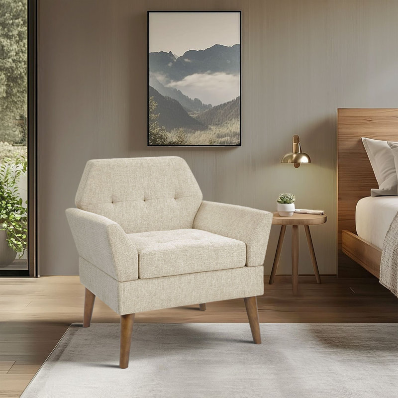 Newtin Mid-Century Modern Accent Chair, Beige