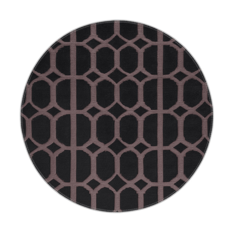 Trellis Purple Indoor and Outdoor Area Rug, Round 5'