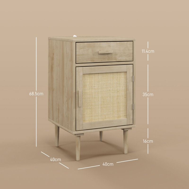 40 cm W Rattan Bedside Table