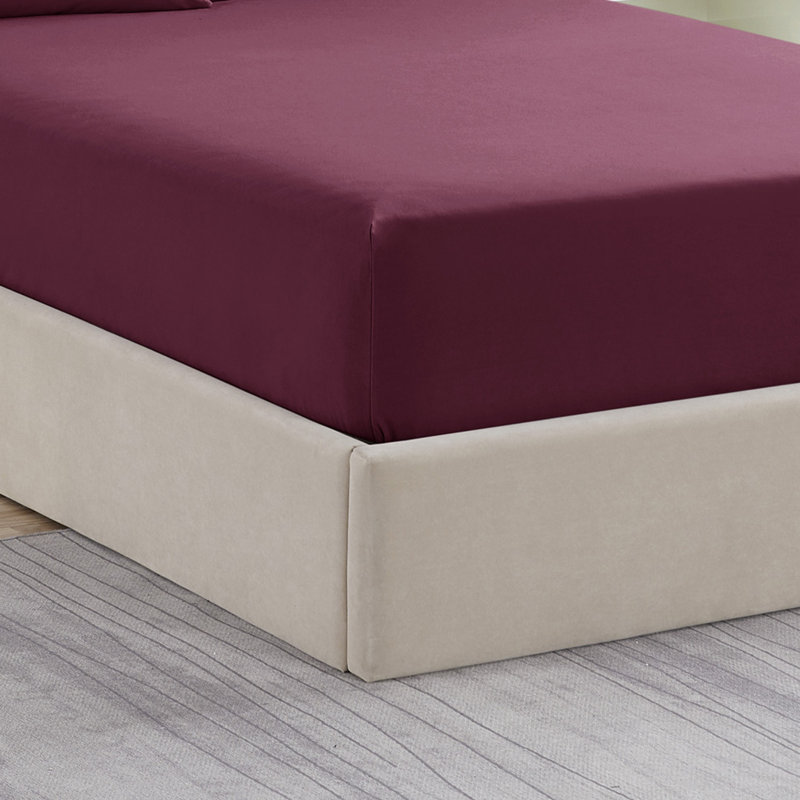 Solid Flannel Fitted Sheet, Bottom Sheets With Built-In Sheet Straps By Sweet Home Collection, King Fitted Sheet, Red