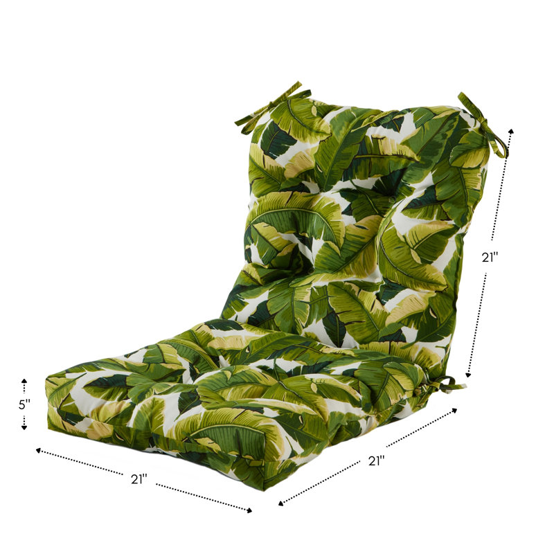 Coussin de chaise d'extérieur Lester, 1, H 21 po x l 21 po x P 21 po, Feuilles de palmier / blanc