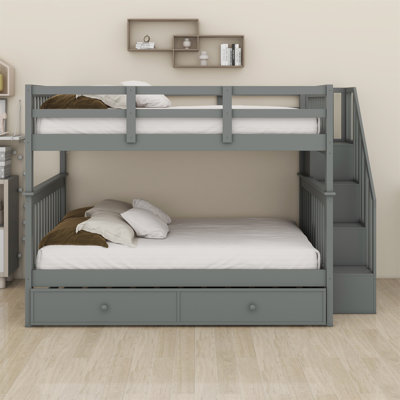 Stairway Bunk Bed With Trundle, Storage And Guard Rail