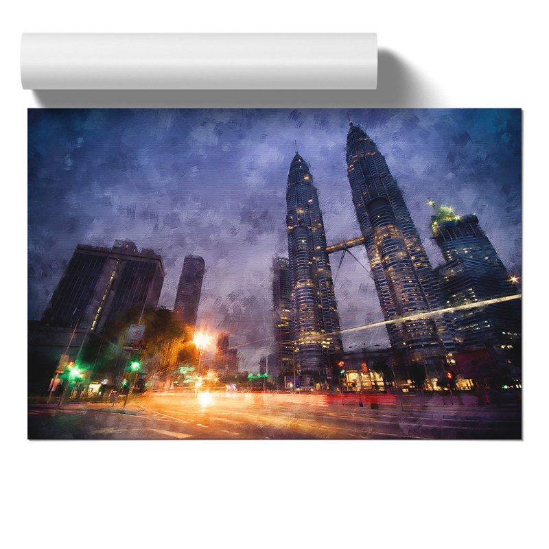 Petronas Towes in Kuala Lumpur Painting - Frameless Print, 21cm H x 30cm W x 0.1cm D