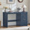 Bureau de direction moderne cannelé de 48 po avec armoire de rangement, bureau à domicile en bois avec tiroir classeur et poignées en métal, grande table d'écriture pour bureau, bureau, salon, chambre à coucher