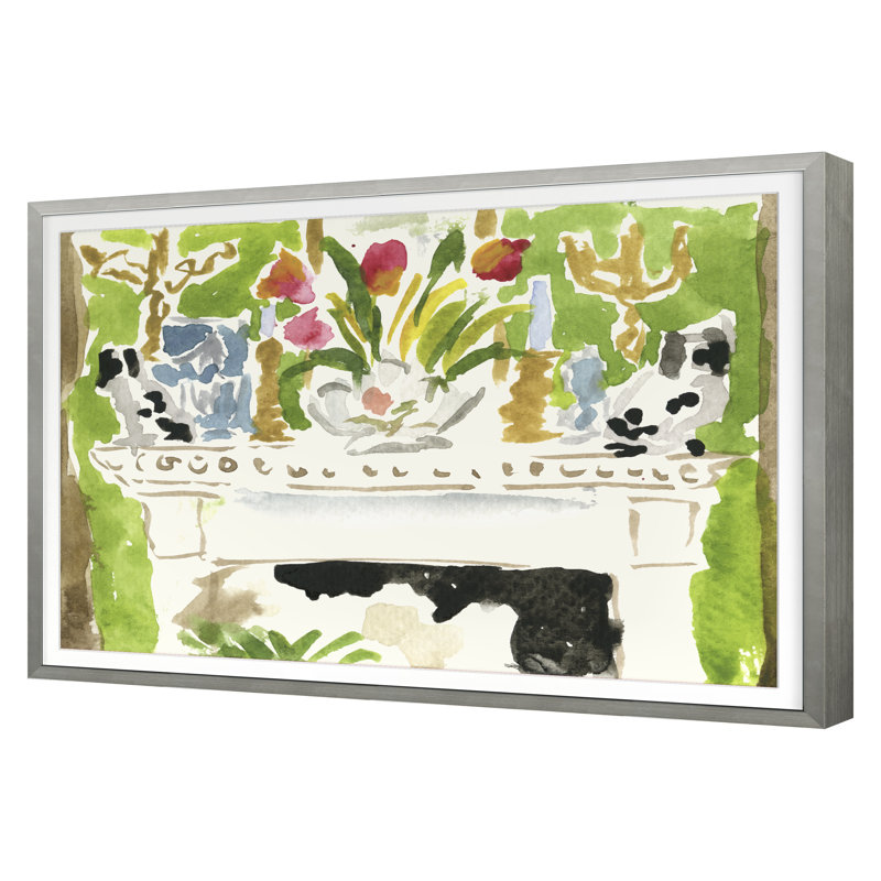 Mantle Print by Dana Gibson, 18" H x 25" W x 1.25" D, Silver