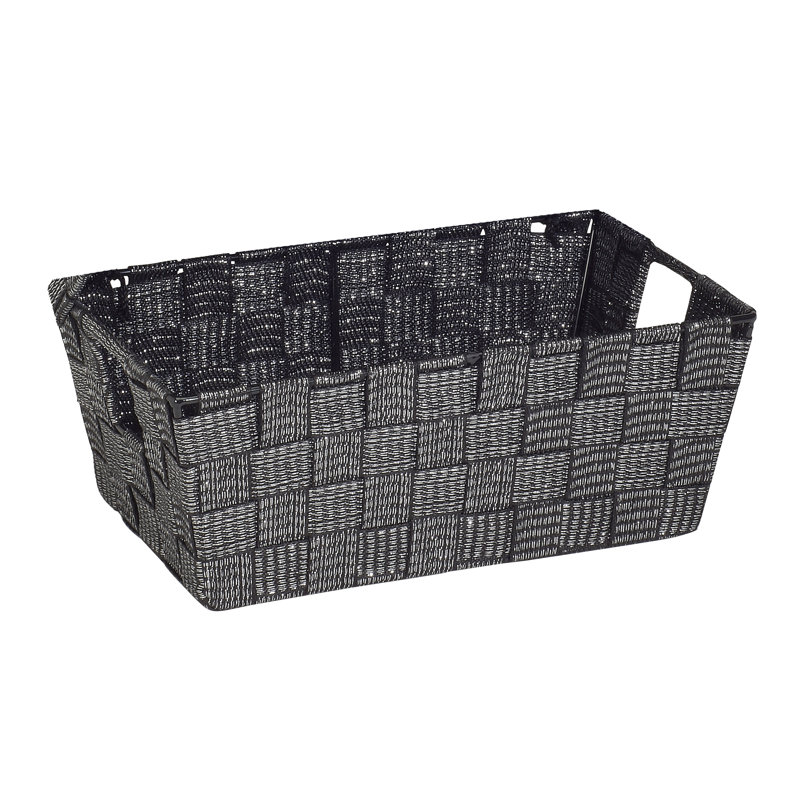 Simplify Lurex Fabric Box, 5" H x 15" W x 13" D, Black Silver