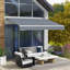 Auvent rétractable 10 pi x 8 pi. Auvents de patio. Abri pare-soleil avec manivelle. Tissu résistant aux rayons UV et à l'eau et cadre en aluminium pour terrasse. Balcon. Cour. Gris foncé-1726872154-1726872148