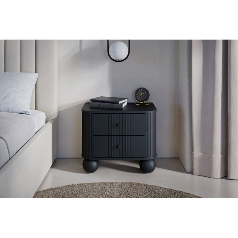 Dayzee 56cm W Manufactured Wood Bedside Table, Black/Black, Black, Black