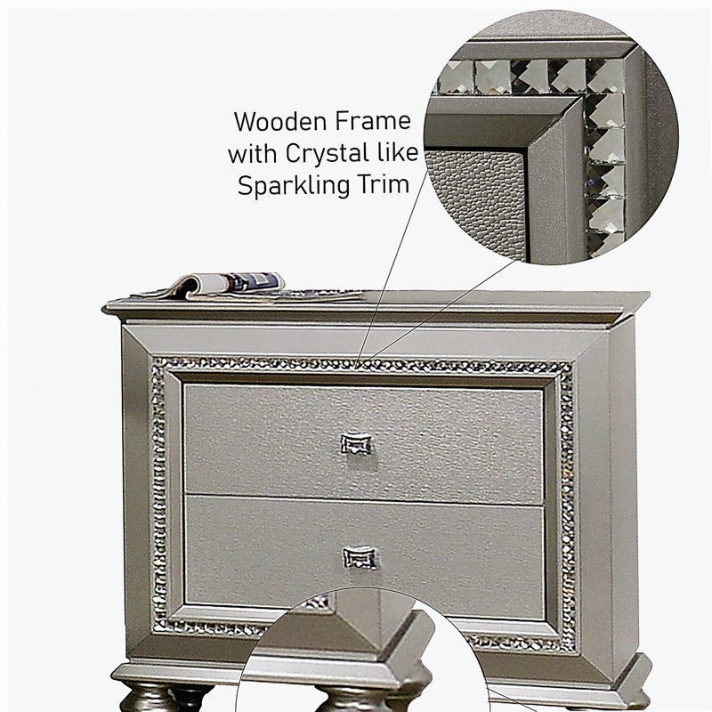 Kaitlyn Champagne Finish Nightstand, Champagne