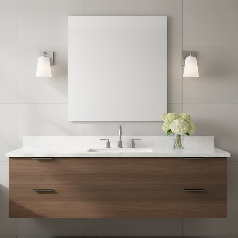 Petit meuble-lavabo Miles de génération Lighting , Nickel brossé, Blanc
