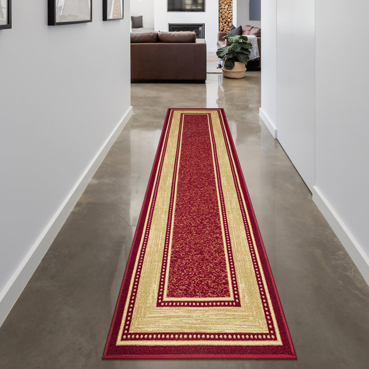 Ottomanson Machine Washable Non-Slip Rubberback Border Area Rug