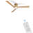 52 Inch Flush Mount Dc Ceiling Fan With Lights And Remote, Natural Wood 3 Reversible Blades, Ultra Quiet 6-speed Dc Motor, Hugger Low Profile Indoor Ceiling Fan, Brass
