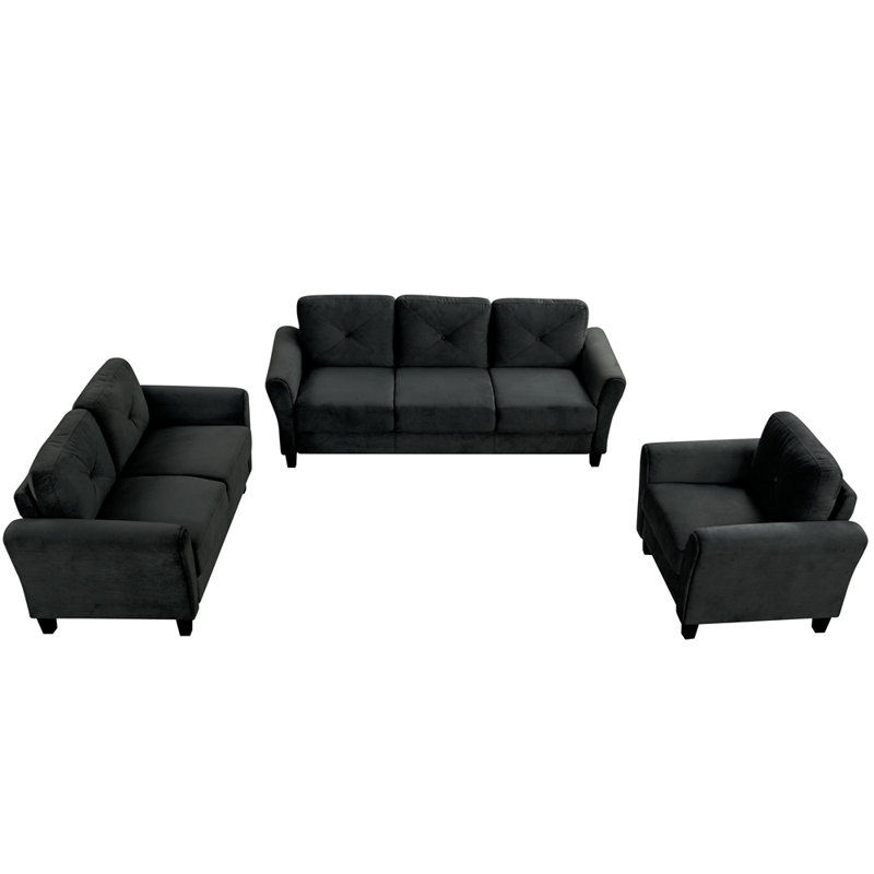 Ensemble de canapé modulaire confortable 1 + 2 + 3, Noir