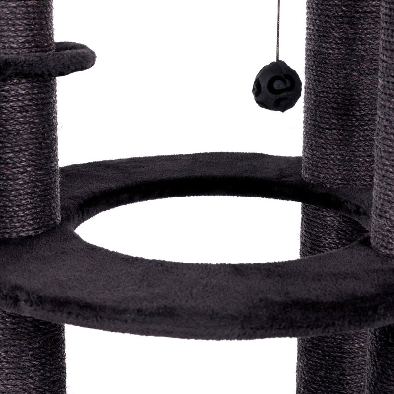 Filippo 45" Black and Gray Sisal Cat Tree with Hammock