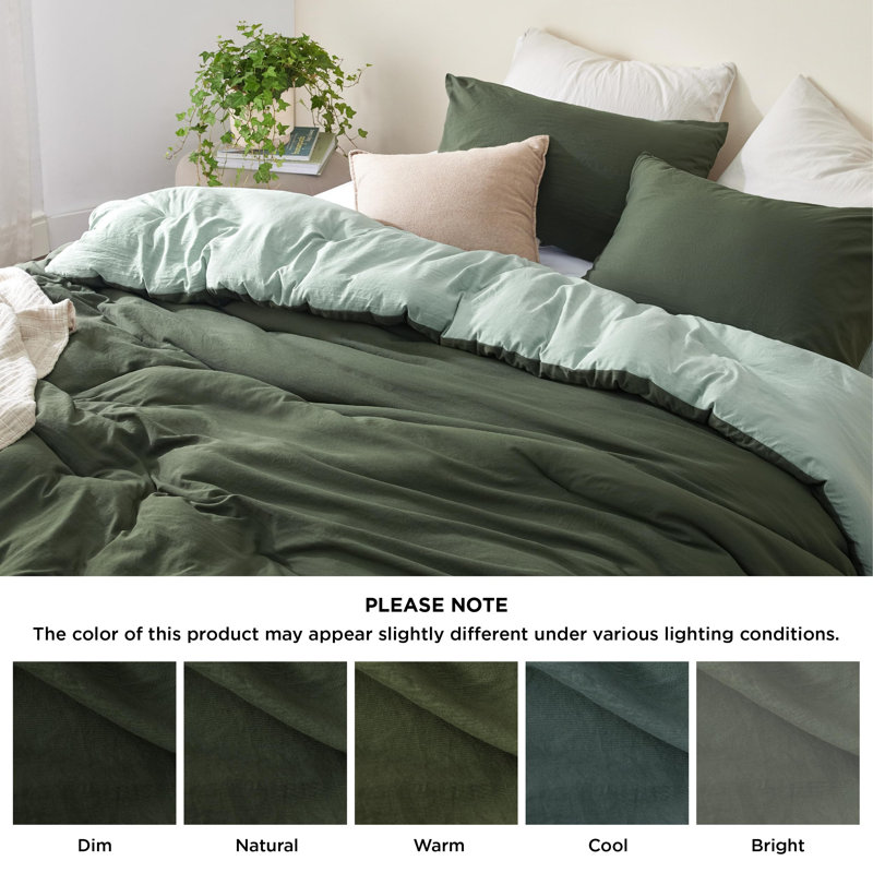 Bedsure Reversible Prewashed Comforter Set, Queen Comforter + 2 Standard Pillowcases, White