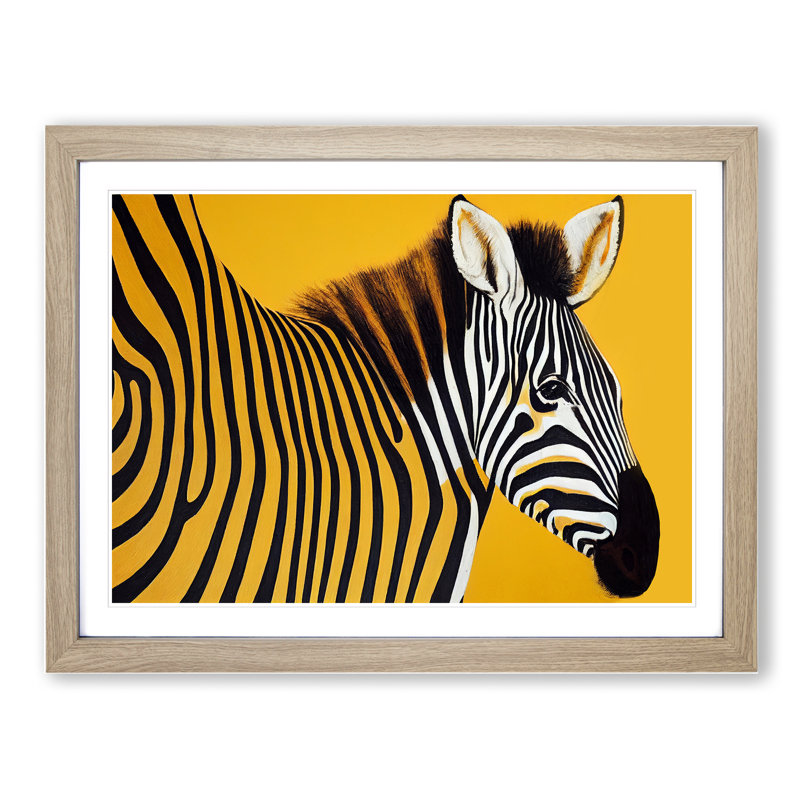 Zebra Vol.2 - Single Picture Frame Painting, 46cm H x 64cm W x 2cm D, Oak