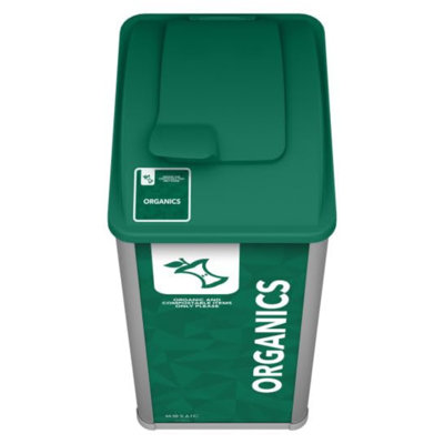 Sturdy Essentials Prism 32 Gallon Modular Recycling And Organic Waste Bin Container System For Public Spaces, Commercial, Businesses (green, Organics)