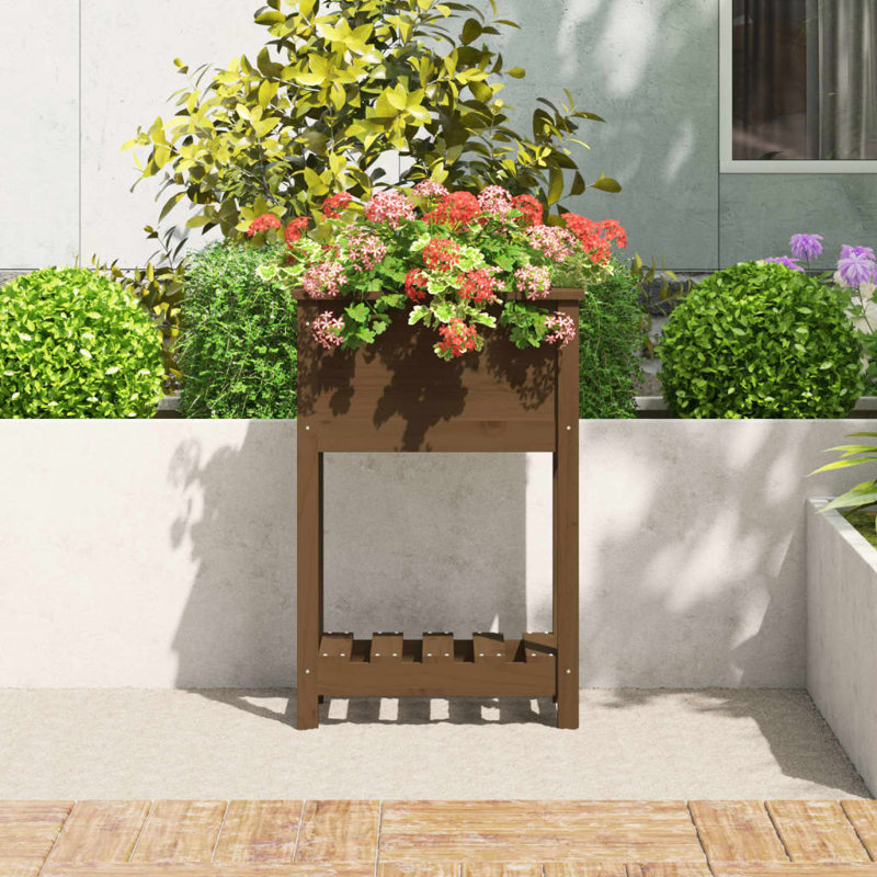 Aalap Wood Raised Garden Bed, 81cm H x 54cm W x 34.5cm D, Brown