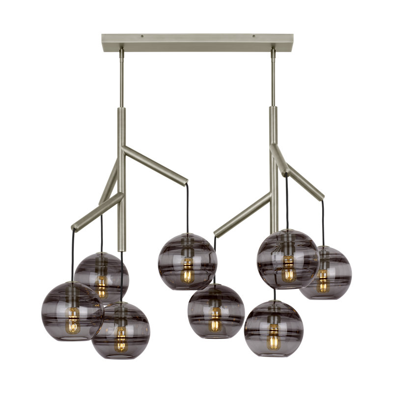 Sedona 8 - Light Chandelier, No, Satin Nickel, Transparent Smoke