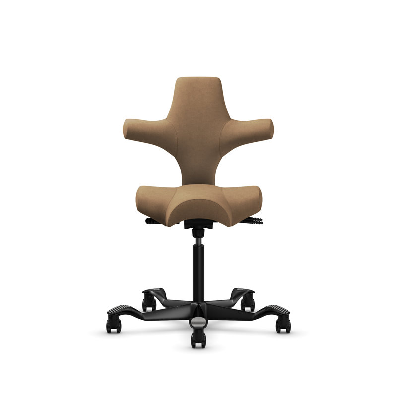 HÅG Capisco Adjustable Sit-to-Stand Height Chair, Sit-to-Stand, Black, Brown Latte