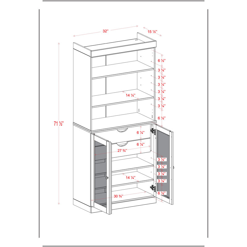 32" 100% Solid Wood Freestanding Bathroom Cabinet with Frosted Glass Doors, 2 Drawers & Adjustable Shelves – Modern Bathroom Storage