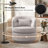29" Wide Modern Soft Linen Swivel Barrel Chair With Lumbar Pillow-561304271