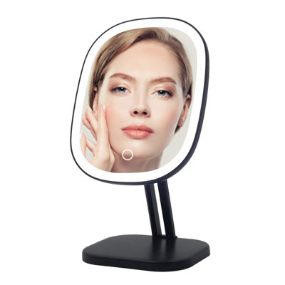 Miroir de maquillage tactile avec lumière DEL et base amovible, système d'alimentation double, capteur tactile