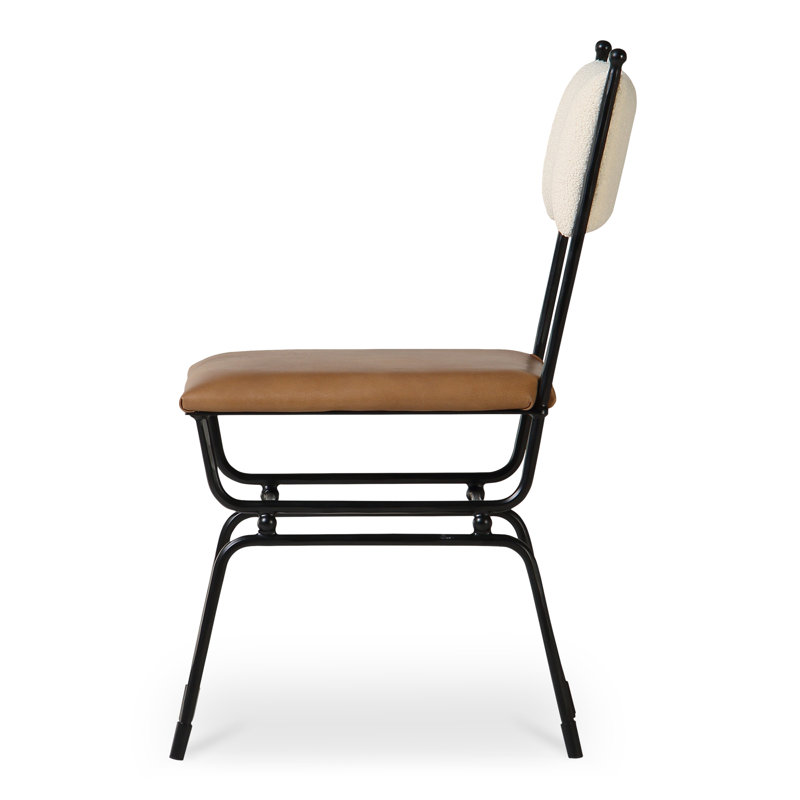 Posta Dining Chair Beige, Brown Top Grain Leather