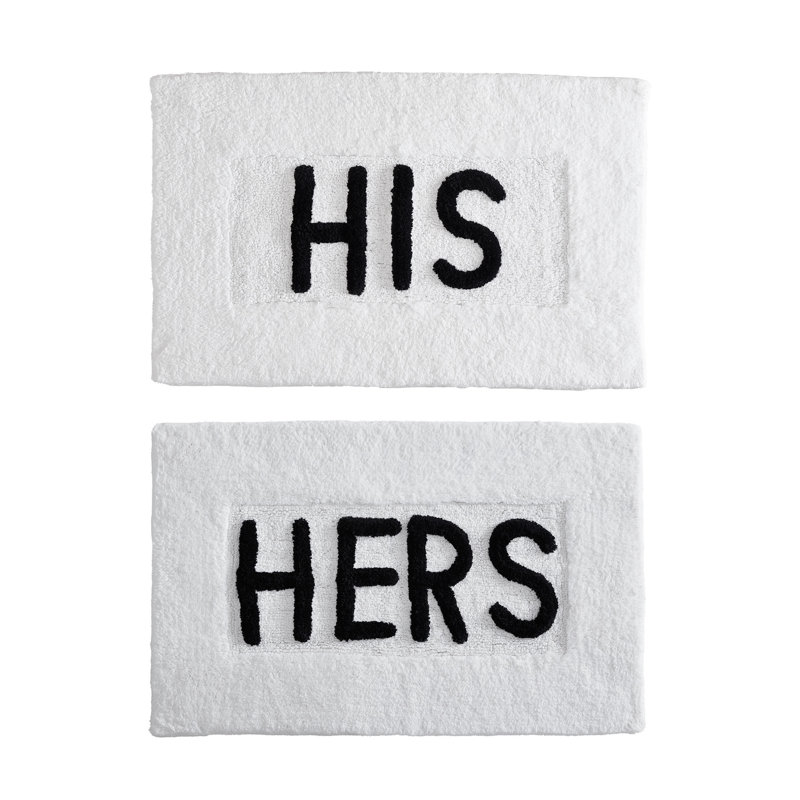 Cotton Blend Bath Rug, White