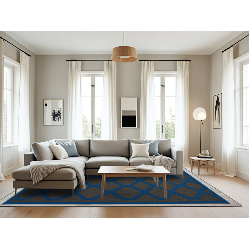 Tapis noir en treillis lavable à la machine, Rectangulaire 8 pi x 10 pi