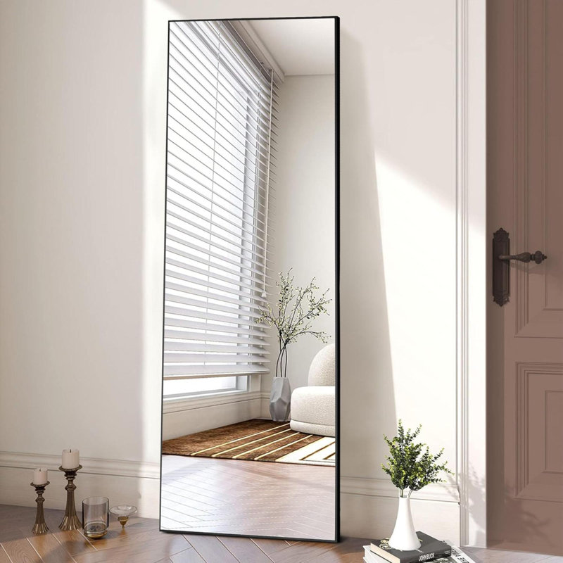Mirror With Stand, Full Length Mirror For Bedroom, Cloakroom, Living Room, Aluminum Alloy Thin Frame