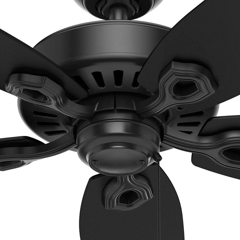 52" Builder Elite 5 - Blade Outdoor Standard Ceiling Fan with Pull Chain, Matte Black