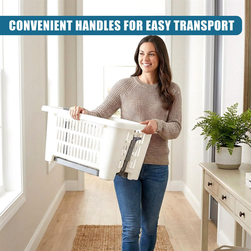 Folding Laundry Basket With Foldable Legs - Lightweight Ventilated Laundry Bin, Large Capacity Plastic Washing Basket, Space-saving Clothes Basket Storage