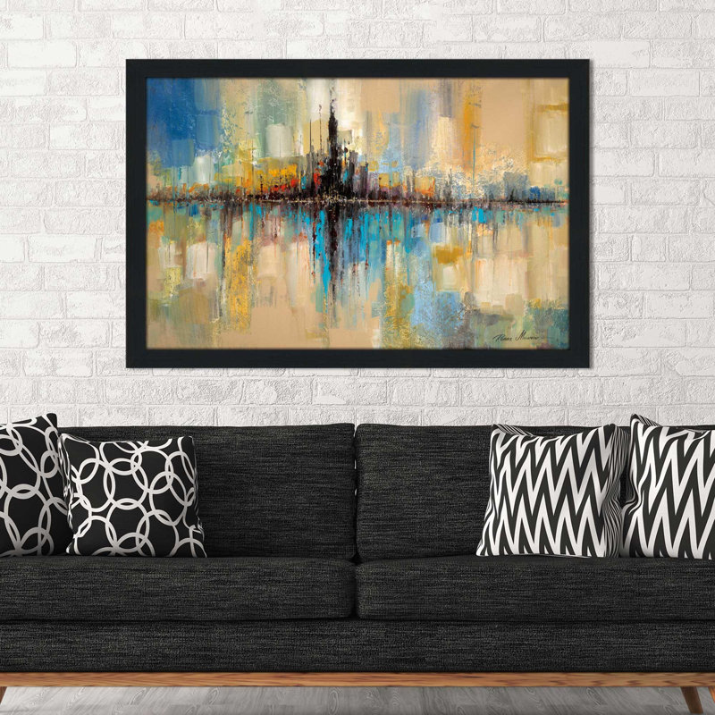 " City Lights " by Ruane Manning, 21.5" H x 27.5" W x 0.75" D