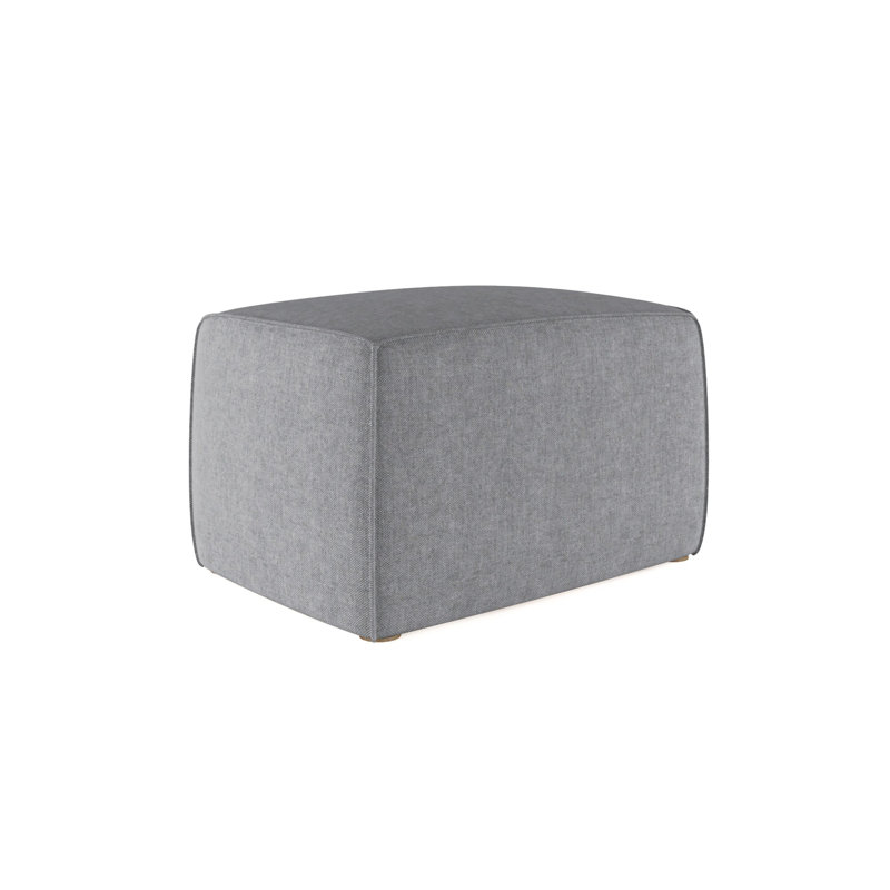 Varick Cube Ottoman, Plush Velvet Oyster, Weathered