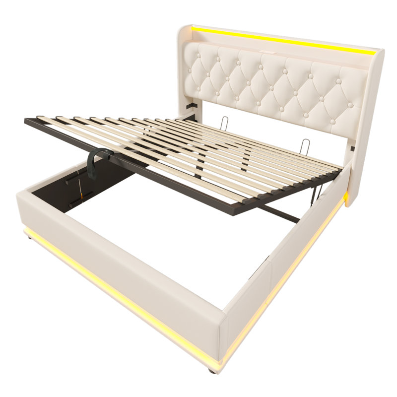 Upholstered Ottoman Storage Bed, Double (4'6)