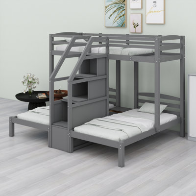 Space-Saving Bunk Bed with Built-in Staircase