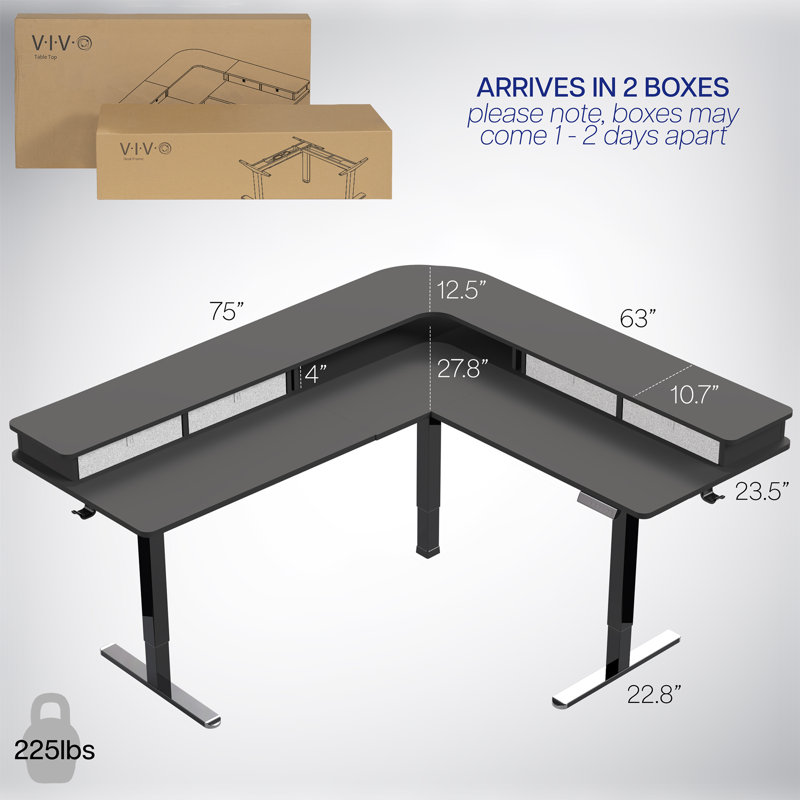 Bureau d'angle électrique à 2 niveaux VIVO