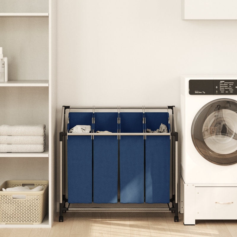 Rolling Laundry Sorter, White