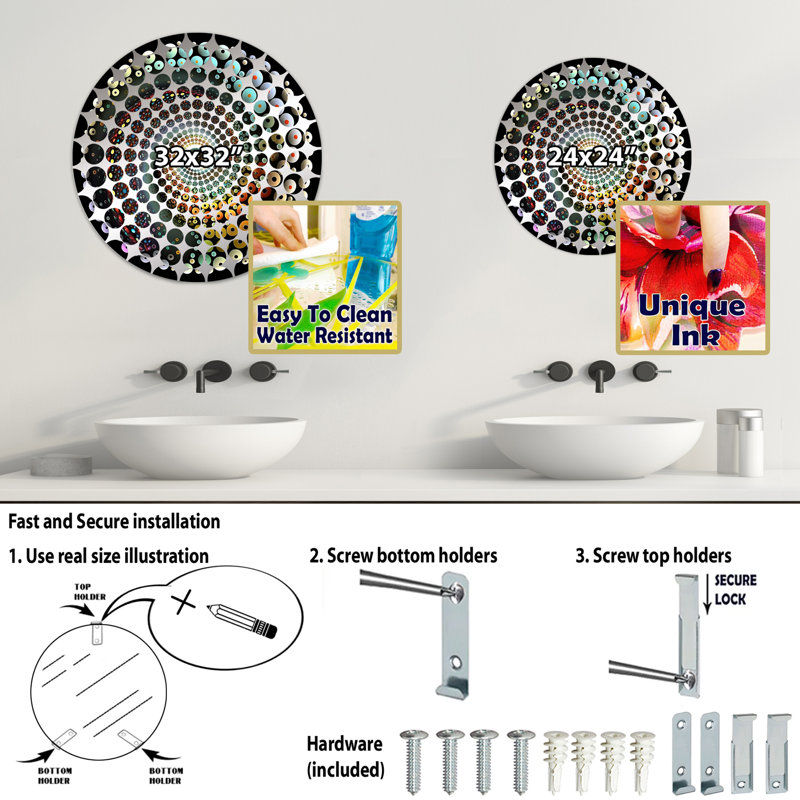 Devasheeh - Miroir décoratif à cercles concentriques, 31,4 po x 31,4 po