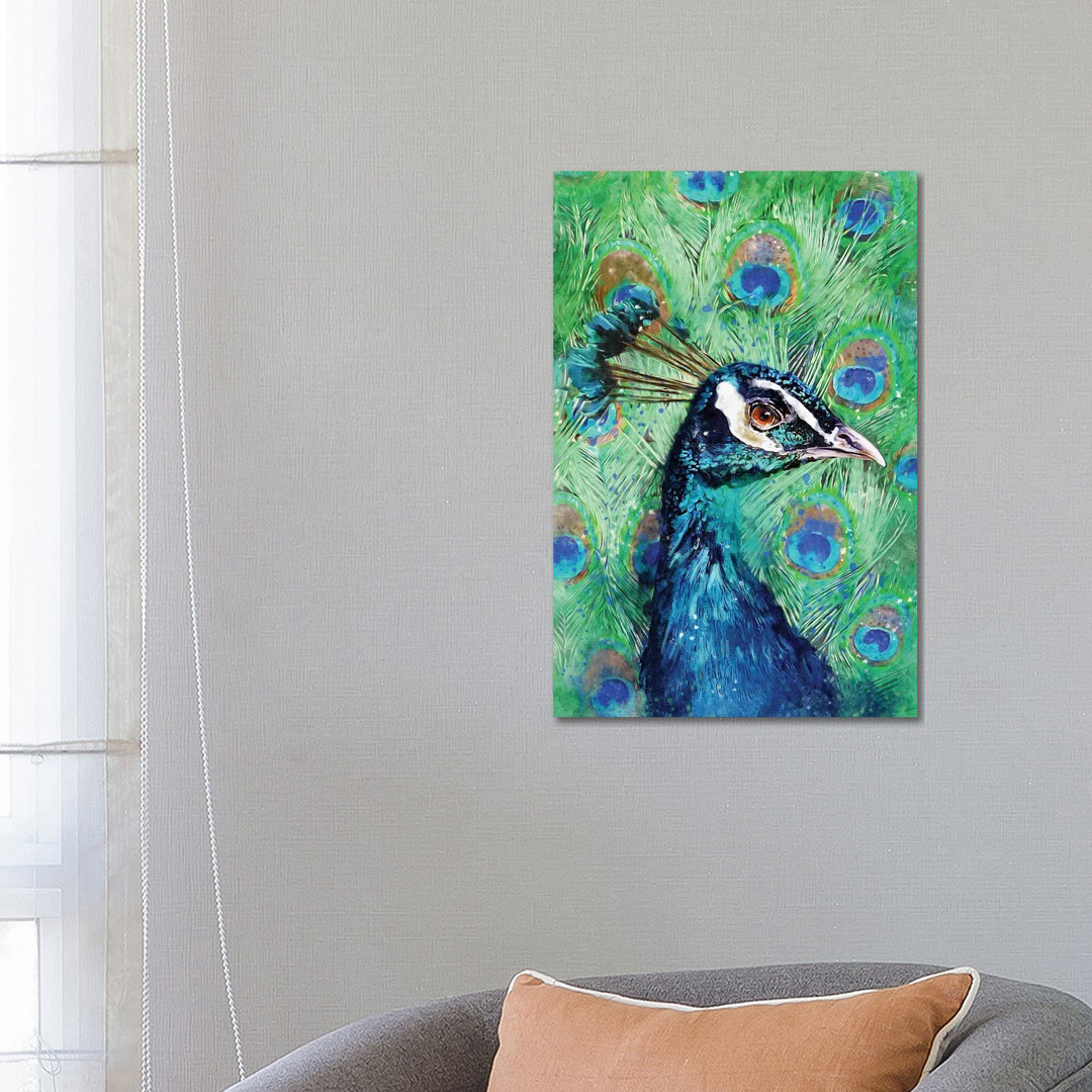 Pfau von Louise Goalby - Galerie-umwickelte Leinwand Giclée auf Leinwand