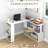 Modern L-shaped computer desk in classic white particle board with 360° rotating design