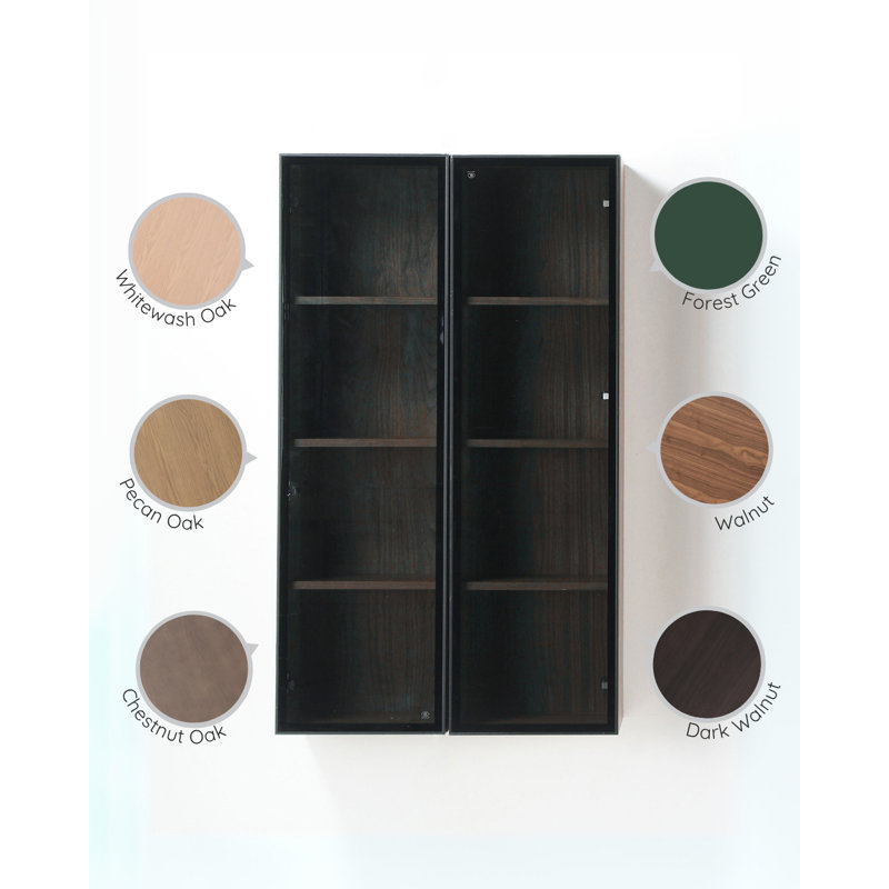 Luce 13" Wall-Mounted Side Cabinet, Pecan Oak/Matte Black