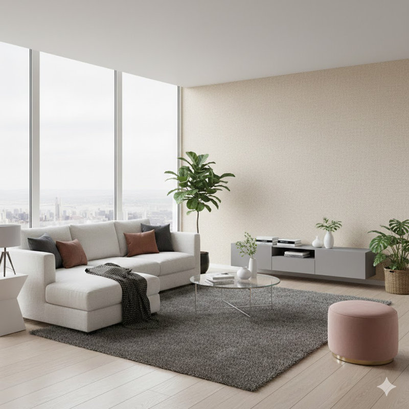 Utopia Collection Weave Effect Wallpaper Roll, Brown